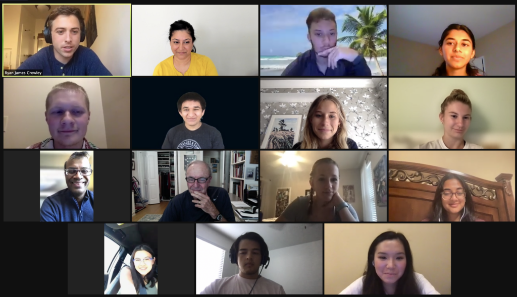 Students and other volunteers come together over Zoom to discuss COVID-19 resources