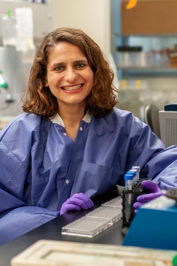 Dr. Victoria Avanzato preps protein samples for use in serology studies at Rocky Mountain Laboratories. Photo credit: NIAID
