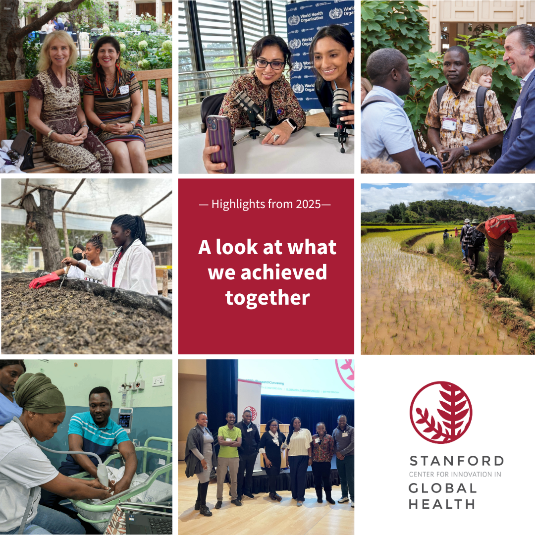 New Year graphic features photos from 2026, including schistosomiaisis research, fall kickoff event, and global health media fellow at WHO