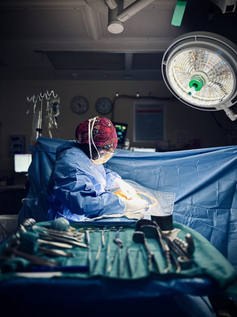 Markwei finishing up a Cesarean section @ Stanford.