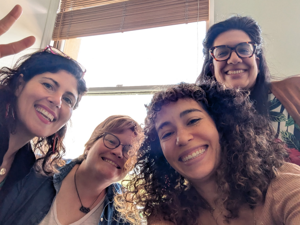 Equitable Partnerships 2026 Teaching Team: smiles at the camera: A. Desiree LaBeaud, Amelia Meyer, Valeria Ramírez Castañeda, Amna Tariq (left to right). Courtesy of LaBeaud Lab.